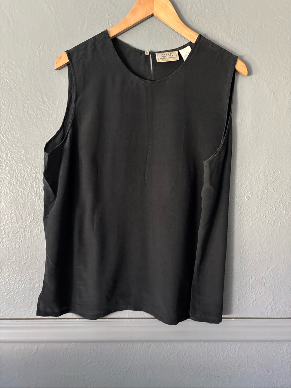 Field Manor Vintage Black Silk Sleeveless Tank Top 1X